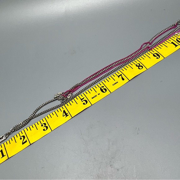 Karl Lagerfeld Paris Two Tone Pave Pink Paris Layered Signature Pendant Necklace - Picture 5 of 6